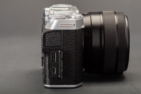 Photo showing the X-M5's USB-C, microHDMI, and 3.5mm headphone ports