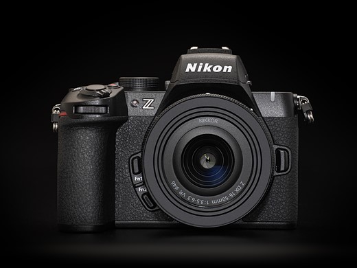 Nikon Z50II straight-on view with lens
