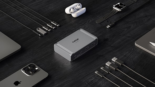 Caldigit-hub-5-surrounded-by-cables