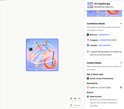 Adobe Content Credentials Inspector Self Signed Screenshot