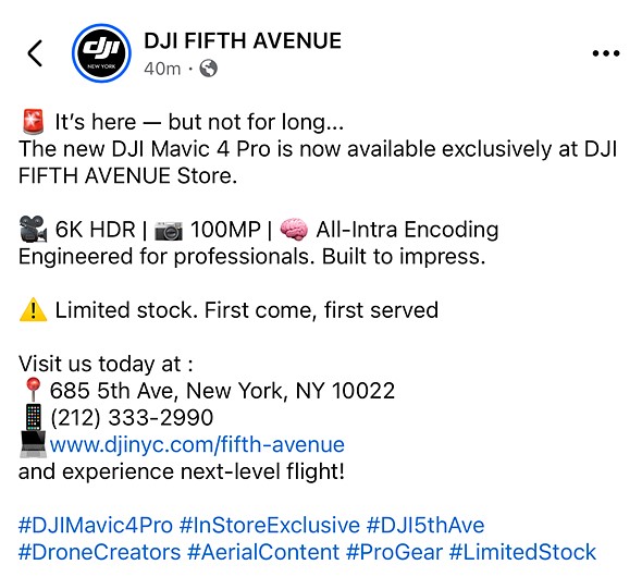 DJI NYC Mavic 4 Pro