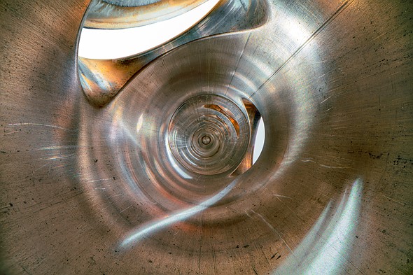 looking down the inside of an alto flute