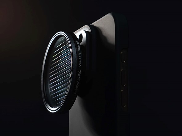 sandmark star filter on dark phone with black background