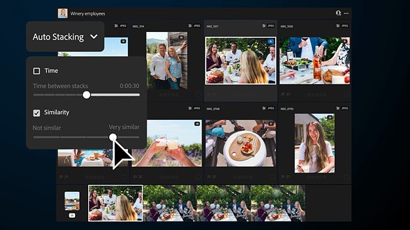 Adobe Lightroom Auto stacking
