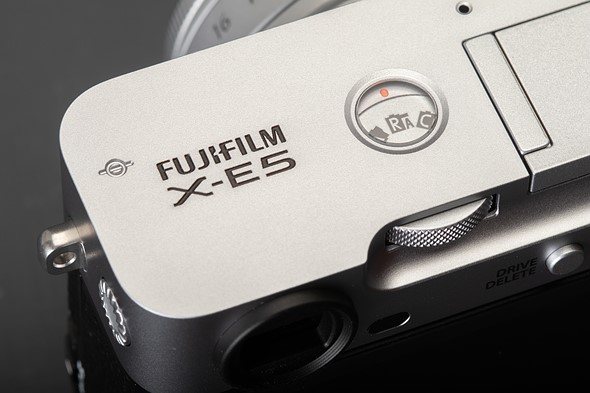 Fujifilm X-E5 corner showing film simulation dial