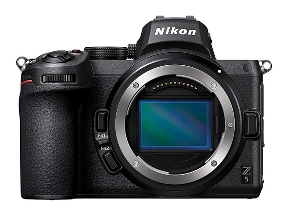 nikon z5 without lens is placed against a white background