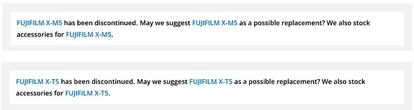 two bars of text about discontinued products