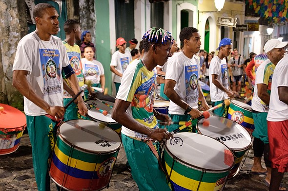 Drummers performing in the street in Salvador de Bahia Brazil