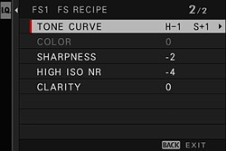 Fujifilm X-E5 FS Recipe screen 2