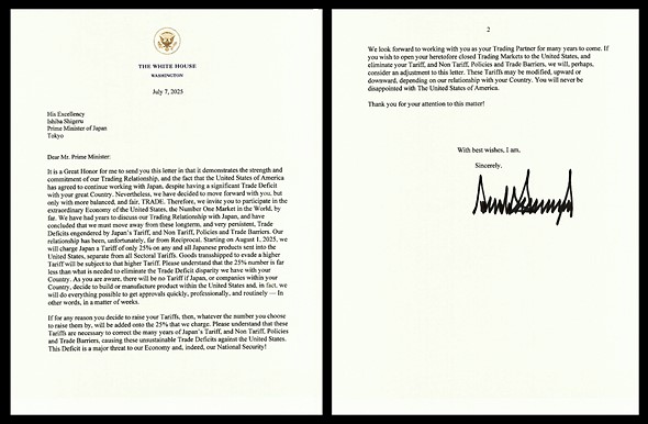 Letter-from-US-President-Donald-Trump-to-Japan-announcing-new-tariffs