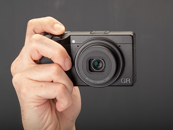 Ricoh GRIV in-hand front view