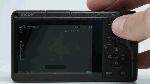 Ricoh GR IV ADJ menu animation