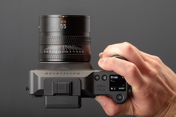 X2D II in hand top screen on