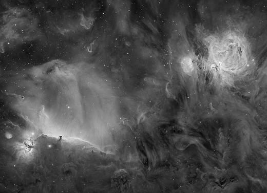 Orion  the Horsehead and the Flame in H-alpha © Daniele Borsari