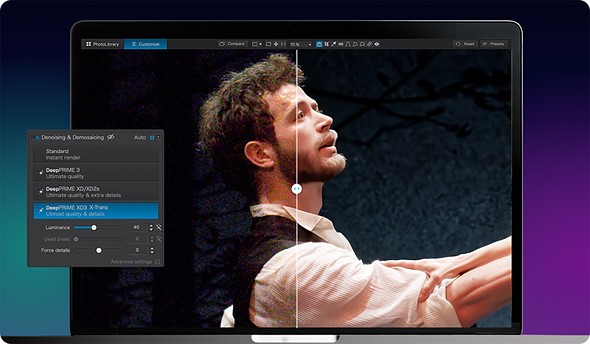 a screenshot of a display with a man wearing a dark vest and white shirt and editing tools over the top