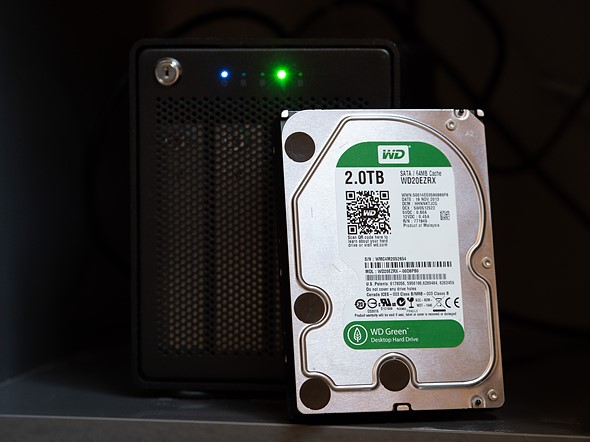 hard drive in front of enclosure