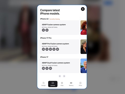 iPhone camera comparison page