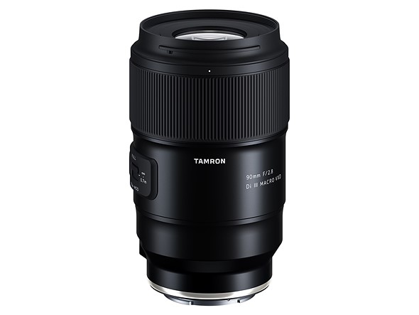 the tamron 90mm macro lens is standing on a white background