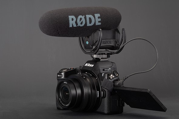 Nikon Z50II side-on with Rode mic attached