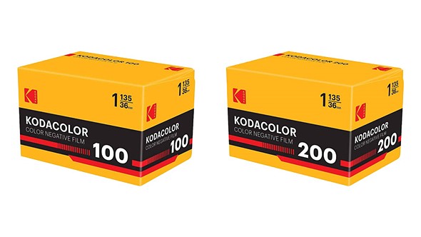 a box of kodacolor 100 and kdacolor 200 are on a white background