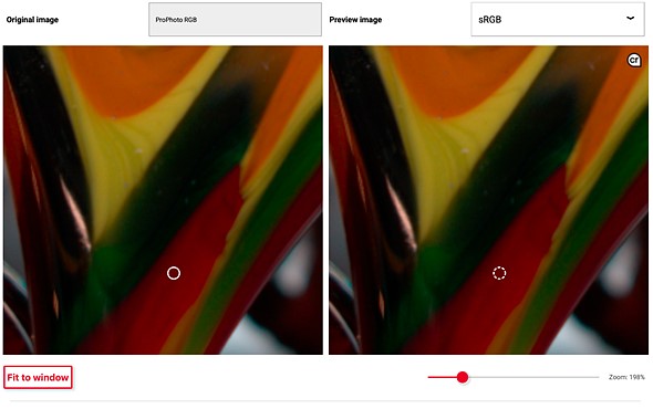 a screenshot of the preview zoom function in datacolor device preview