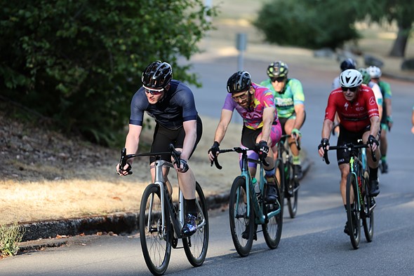 bikers coming around a bend eos r5 ii