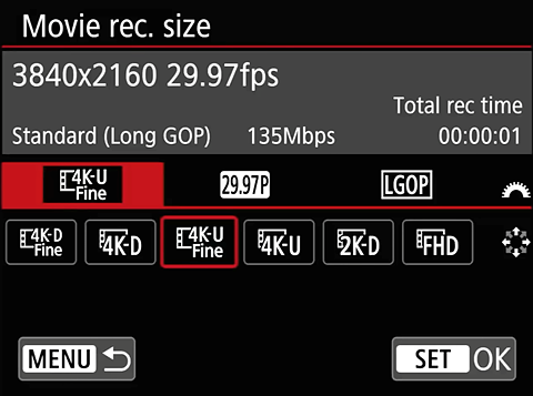 eos r6iii video menu