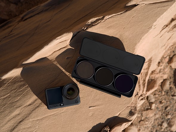 the dji osmo action 6 and ND filter set are on a red rock