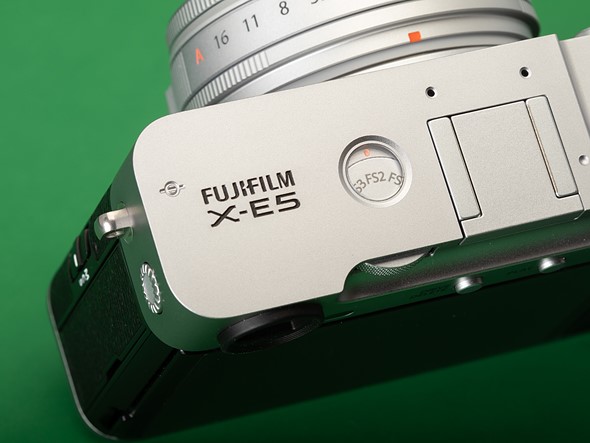 fujifilm x-e5 film simulation dial green background