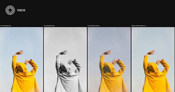 four images with different editing styles are lined up