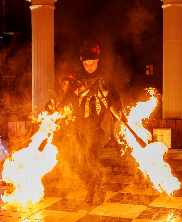 Bruce Trail Hiker fire dancer