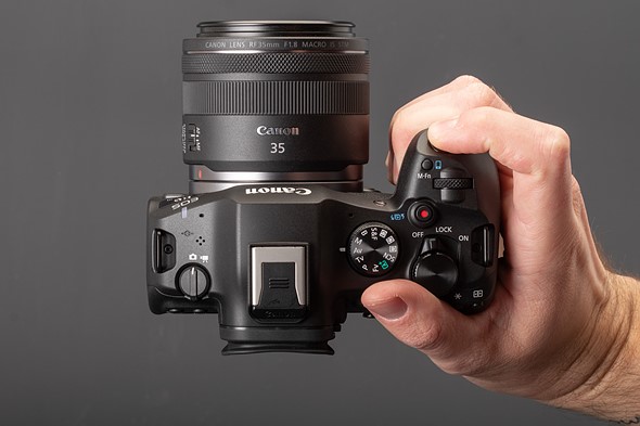 Canon EOS R6 III in-hand top view