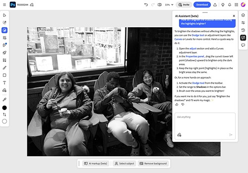 adobe photoshop ai suggests curves edit