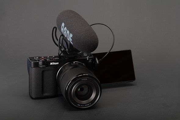 Nikon ZR with microphone attached