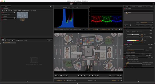 Screenshot of red cine x software showing lens correction dropdown