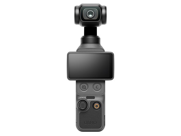 a black gimbal camera is on a white background