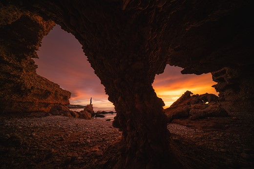 tresemes - rocky landscape cave to ocean beach