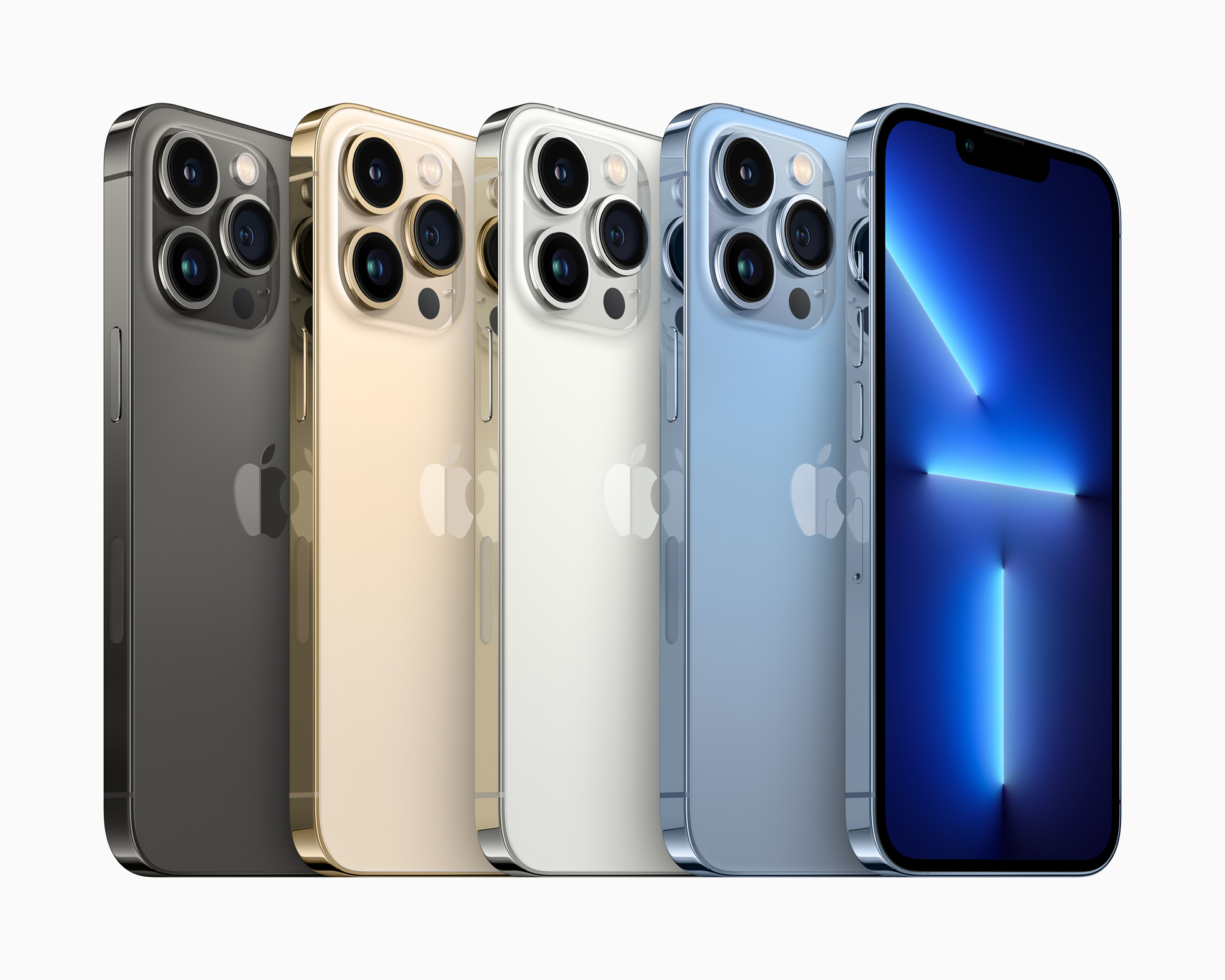 an apple marketting image showing the iPhone 13 Pro in four different colors